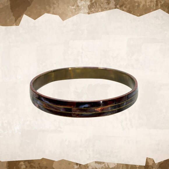 Iridescent Brown Shell Inlay Bracelet - Picture 1 of 4